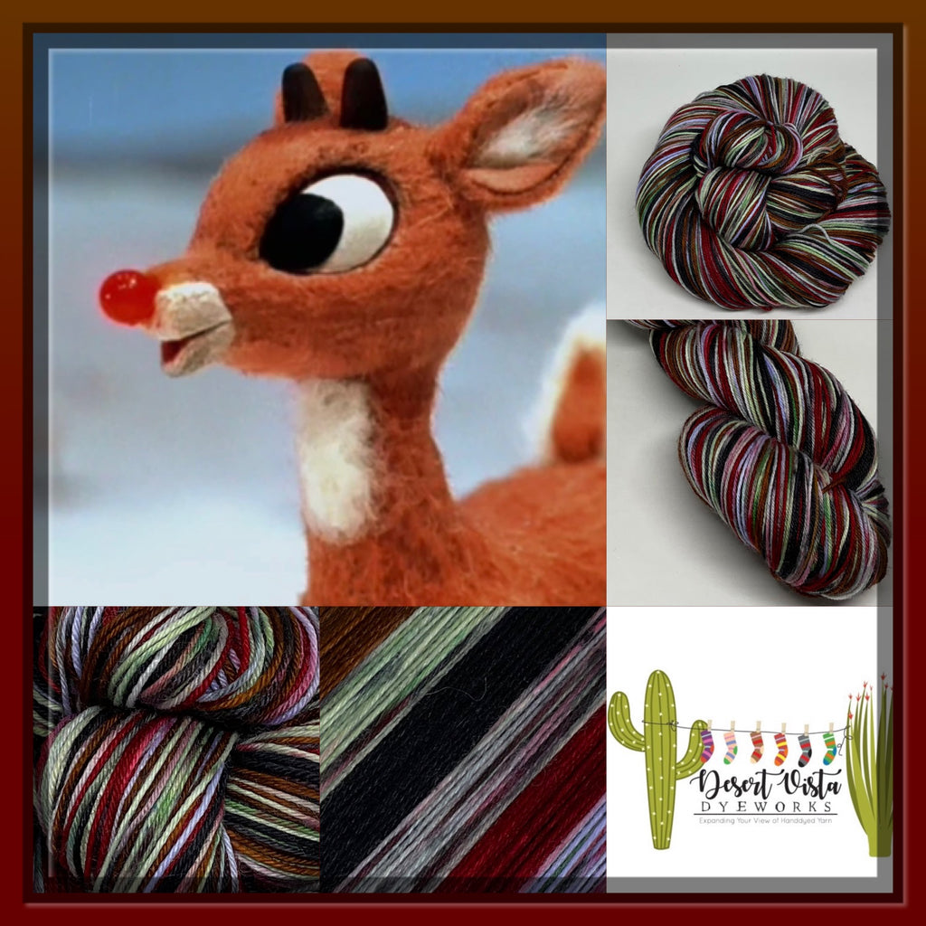Rudolph the ZomBody Reindeer Six Stripe Self Striping Yarn