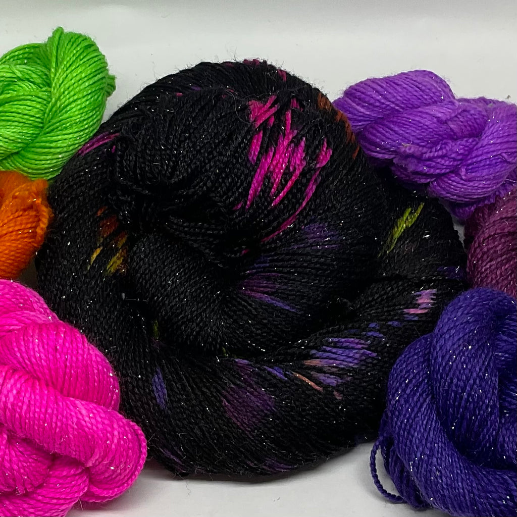 Kooky Halloween Mini Skeins  and Full Skein Speckled Variegated Yarn Set