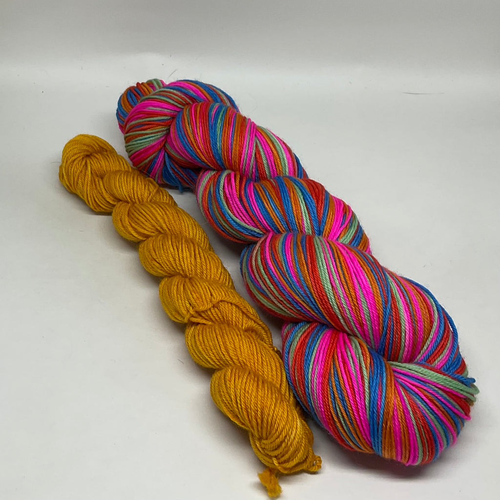 A Court of… Five Stripe Self Striping Sock Yarn with Coordinating Mini Skein