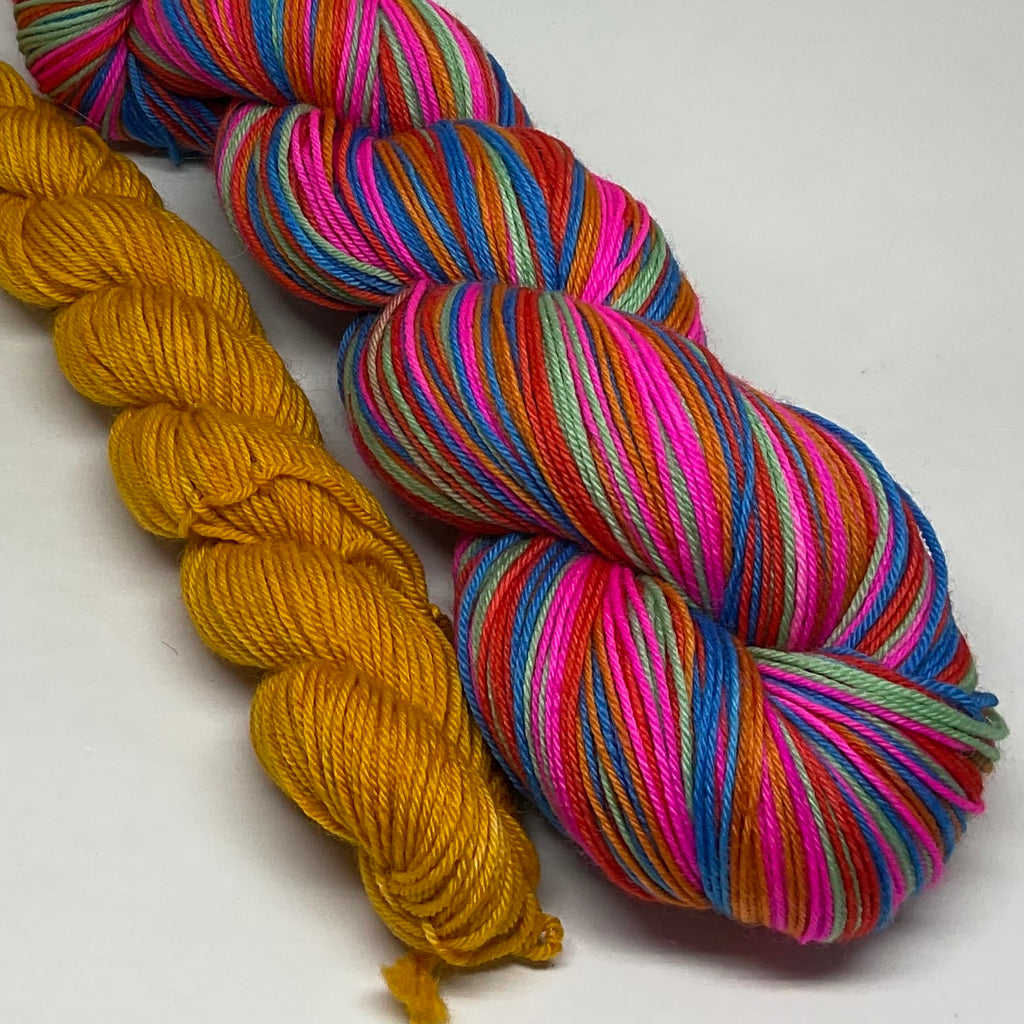 A Court of… Five Stripe Self Striping Sock Yarn with Coordinating Mini Skein