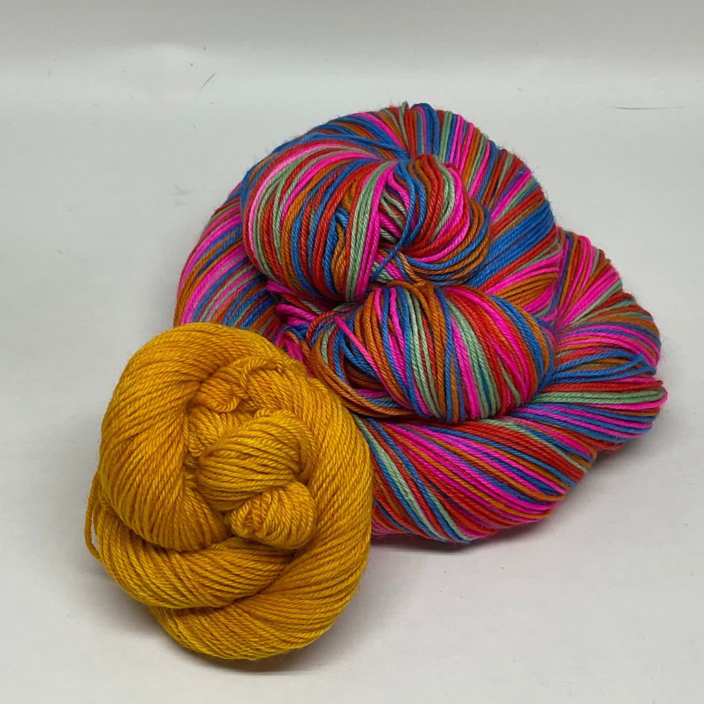 A Court of… Five Stripe Self Striping Sock Yarn with Coordinating Mini Skein