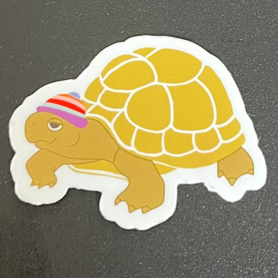 Desert Vista Dyeworks Tortoise Wearing a Hat Vinyl Sticker