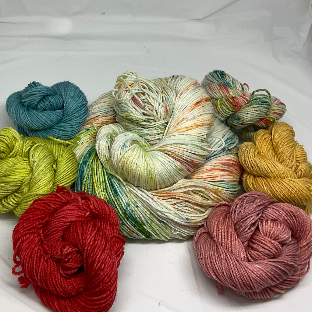 West Coast Summertime Speckled Variegated Full Skein and Six Mini Skeins Yarn Set
