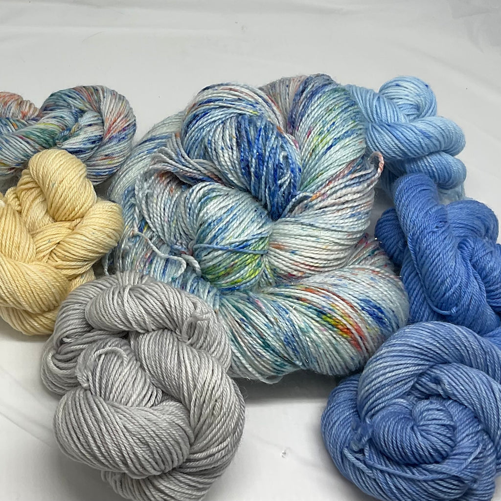 East Coast Summertime Speckled Variegated Full Skein and Six Mini Skeins Yarn Set