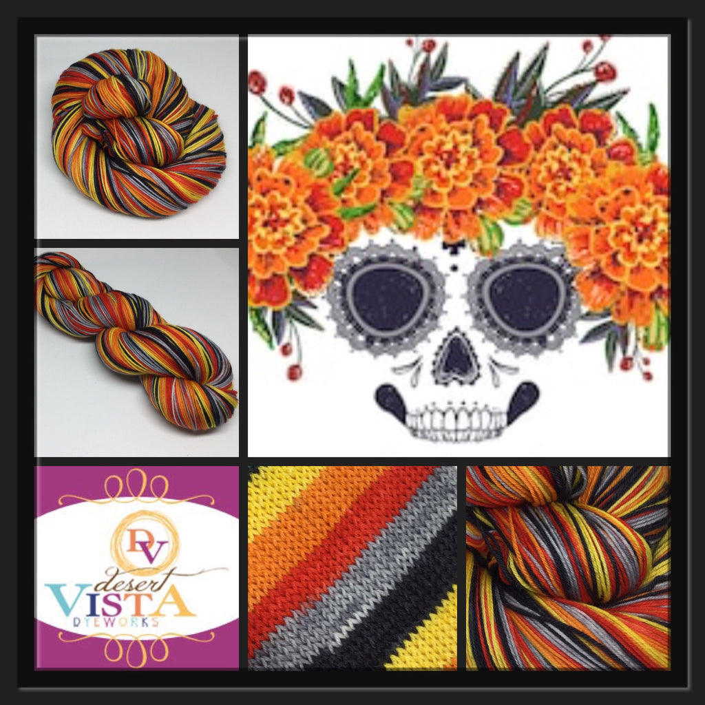 Marigold Skull Five Stripe Self Striping Yarn