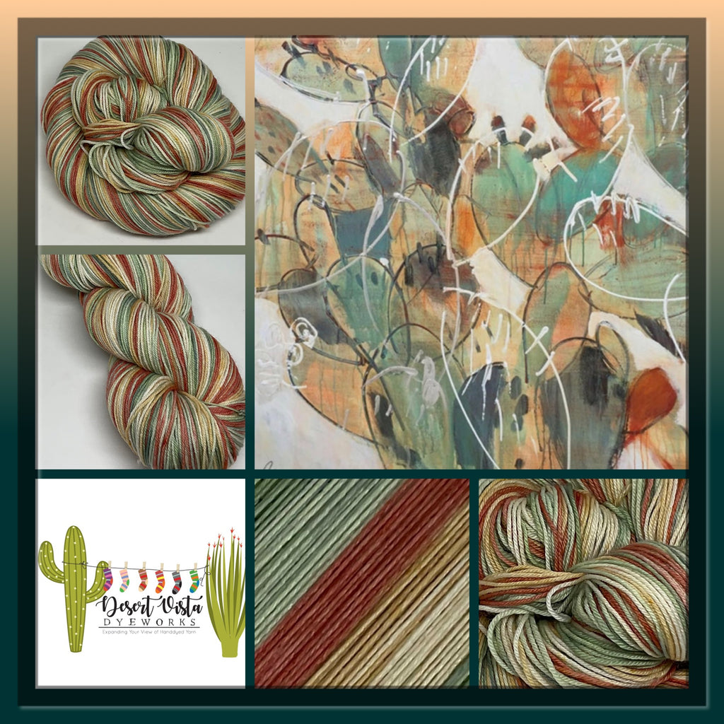 Abstract Cacti Five Stripe Self Striping Yarn