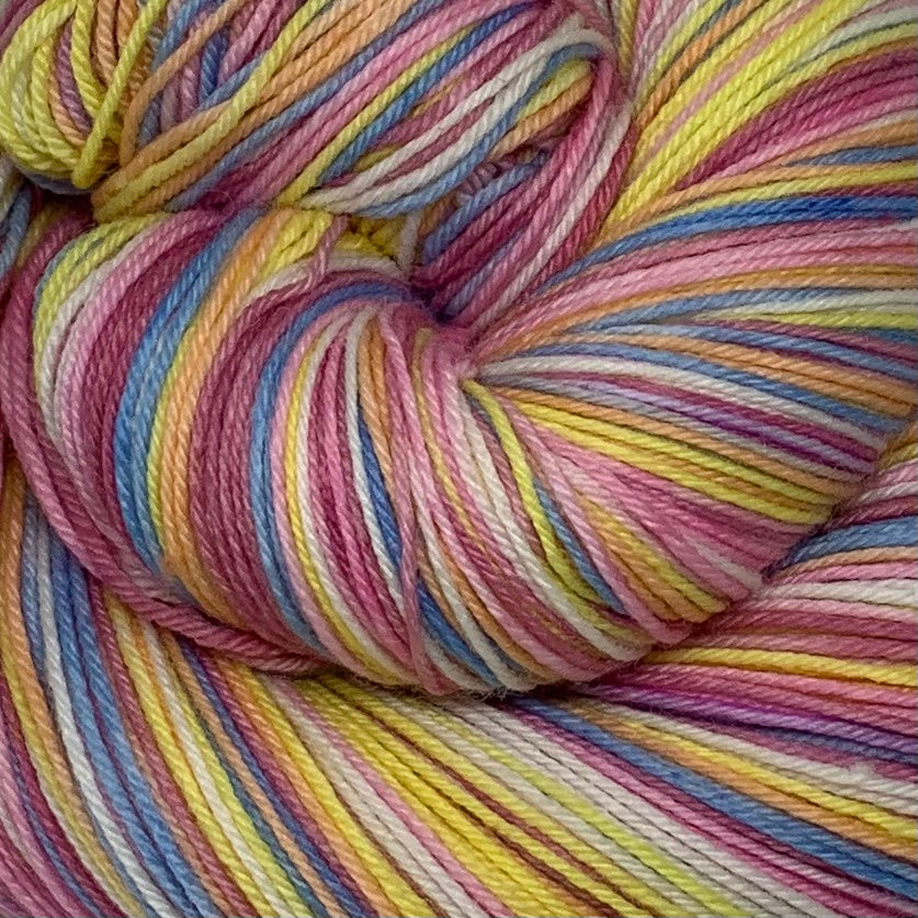 Rose Colored Highway Six Stripe Self Striping Yarn