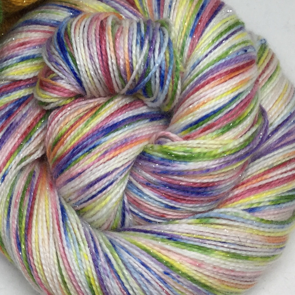 Rainbow Speckled Showers Six  Stripe Self Striping Yarn