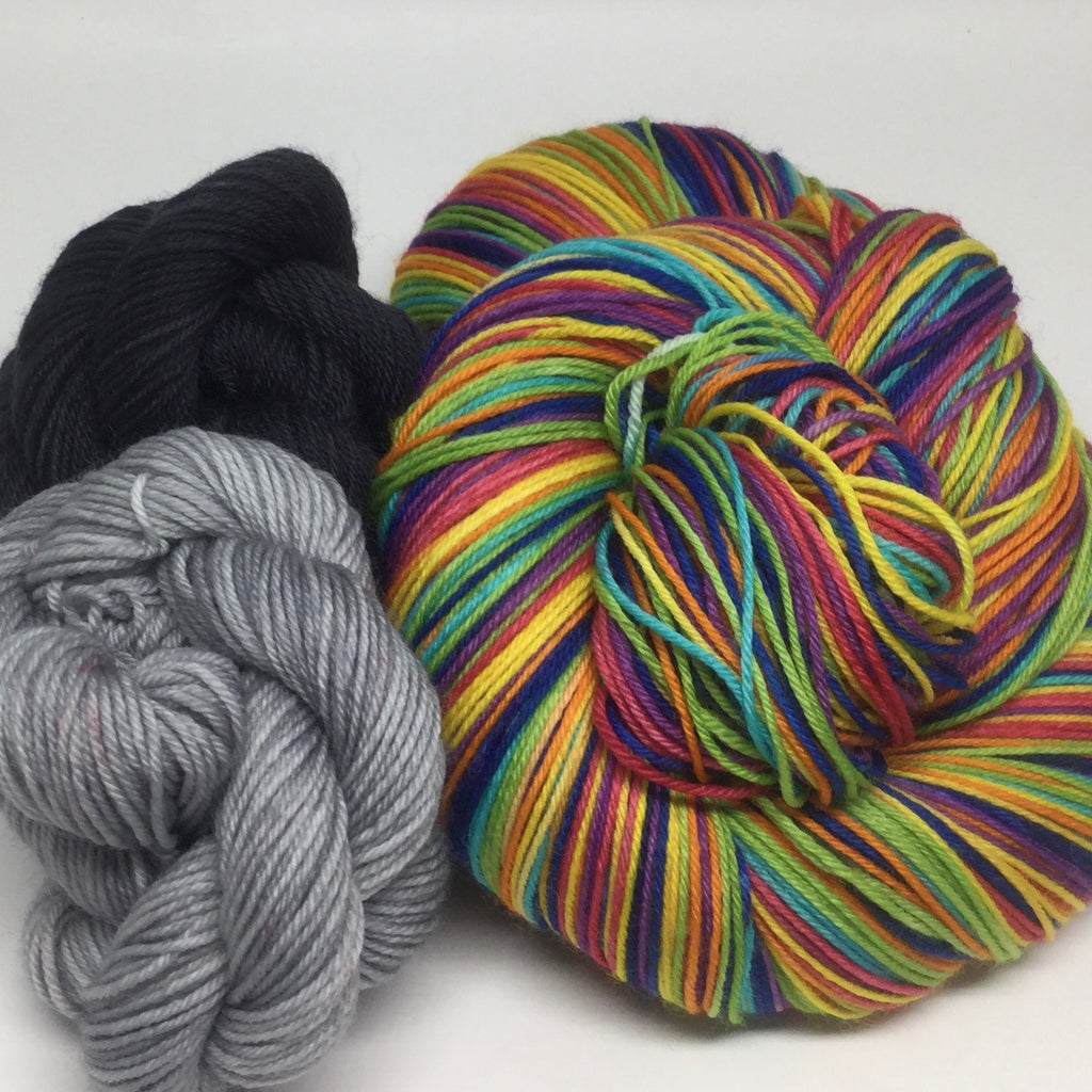 Thread the Needle Seven Stripe Self Striping Yarn plus Two Mini Skeins