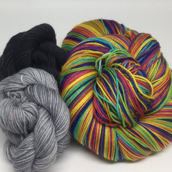 Thread the Needle Seven Stripe Self Striping Yarn plus Two Mini Skeins