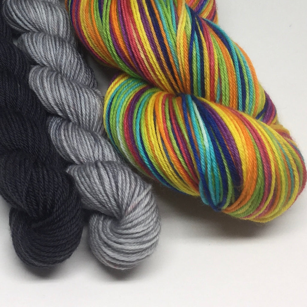 Thread the Needle Seven Stripe Self Striping Yarn plus Two Mini Skeins