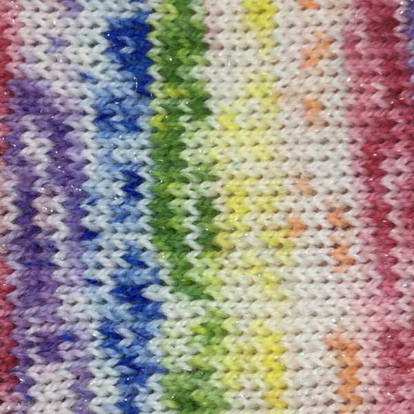 Rainbow Speckled Showers Six  Stripe Self Striping Yarn