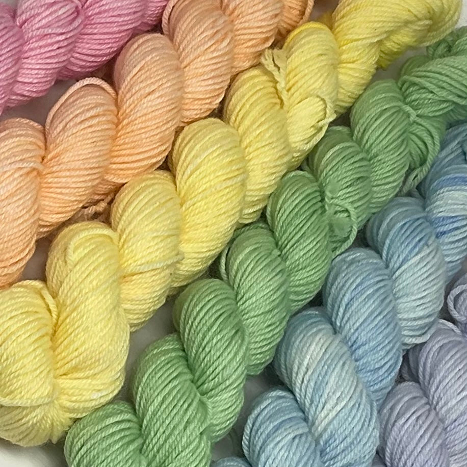 Pastel Rainbow Mini Skein Set for Toes and Heels Approx. 552 yards