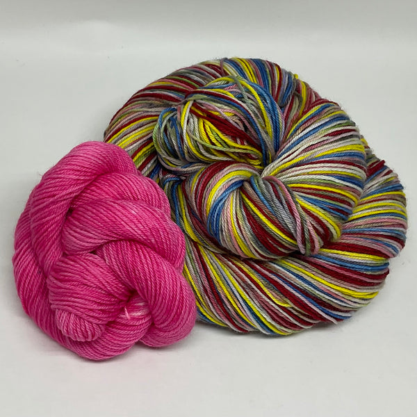 Dubble ZomBody Bubble Six Stripe Self Striping Yarn with a coordination Mini Skein