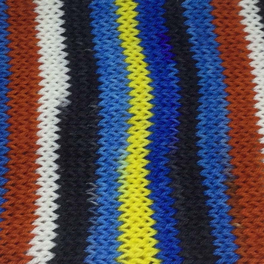 Nemo and Dory and Crush Eight Stripe Self Striping Sock Yarn with Sea Turtle Toe and Heel Mini Skein