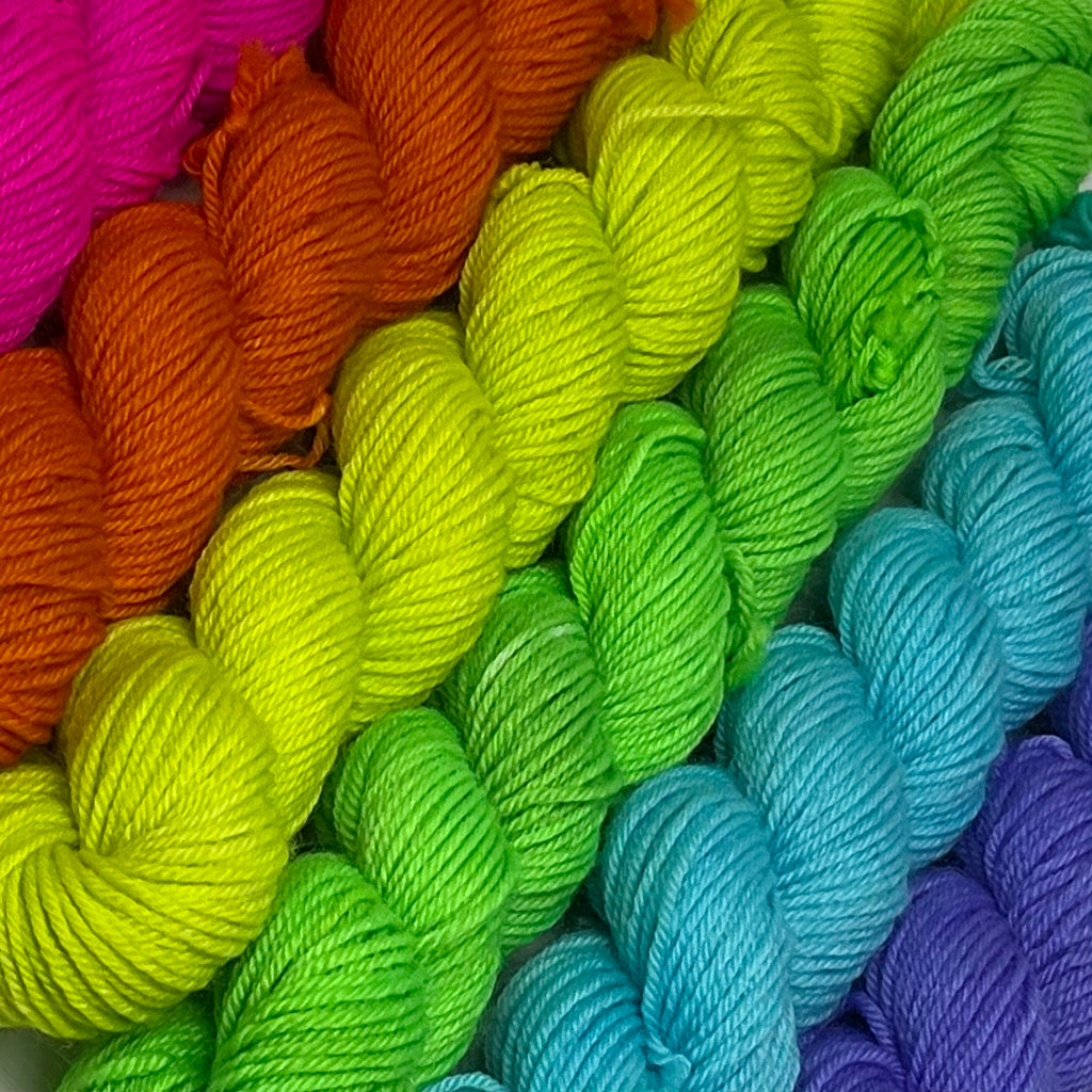 Neon Rainbow Mini Skein Set for Toes and Heels Approx. 552 yards