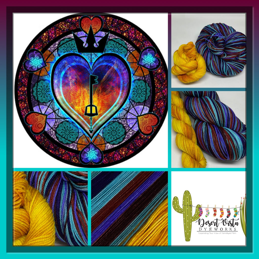 Kingdom of Hearts Six Stripe Self Striping Yarn with Mini Skein for Heels and Toes