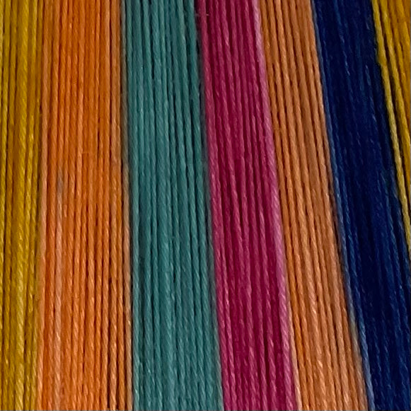 Treat People with Kindness Six Stripe Self Striping Sock Yarn with Coordinating Mini Skein