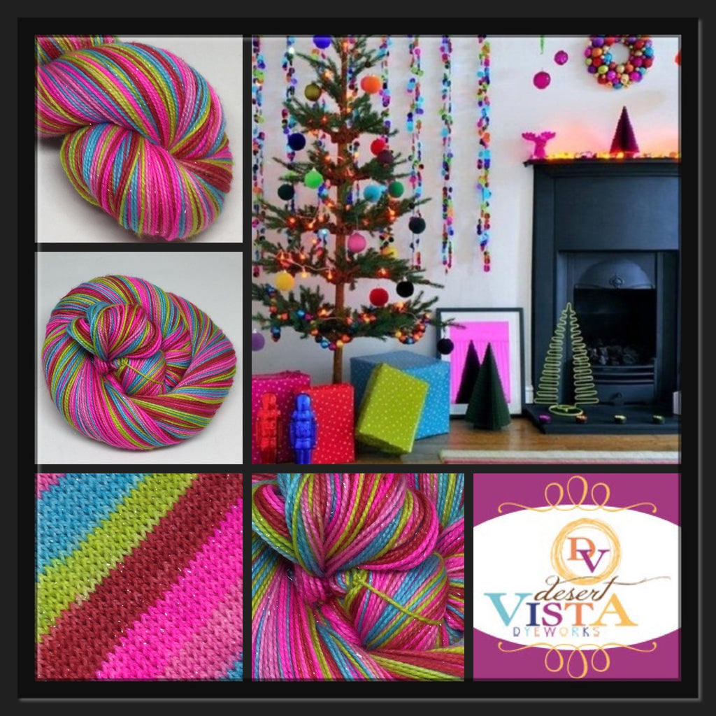 Neon Christmas Five Stripe Self Striping Yarn