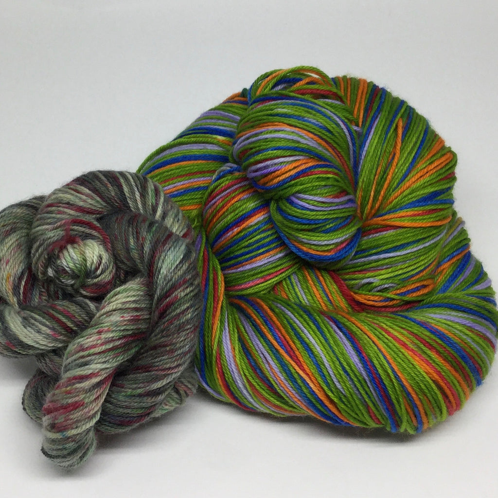 Teenage ZomBody Turtles Eight Stripe Self Striping Yarn with Mini Skein for Toe and Heels