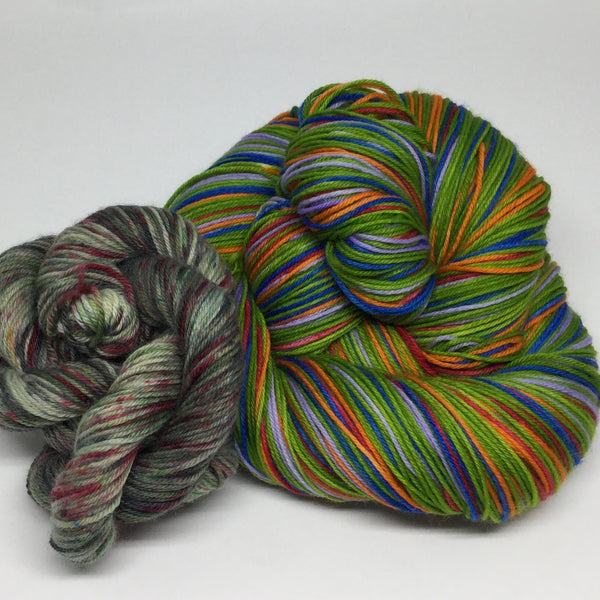 Teenage ZomBody Turtles Eight Stripe Self Striping Yarn with Mini Skein for Toe and Heels