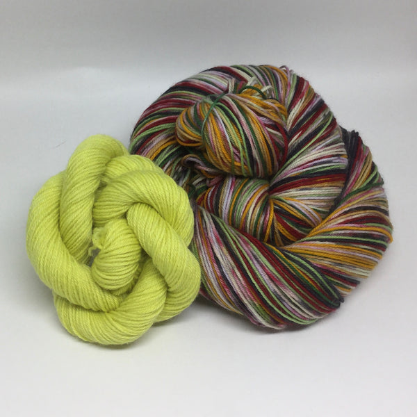 ZomBody's Eating Nachos (on her Birthday) Eight Stripe Self Striping Yarn with Margarita Mini Skein