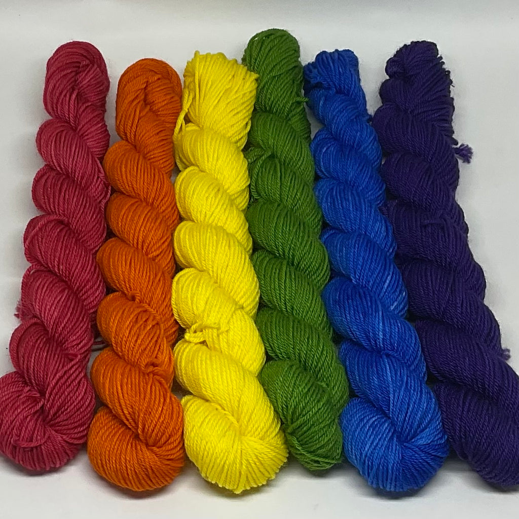 Standard Rainbow Mini Skein Set for Toes and Heels Approx. 552 yards