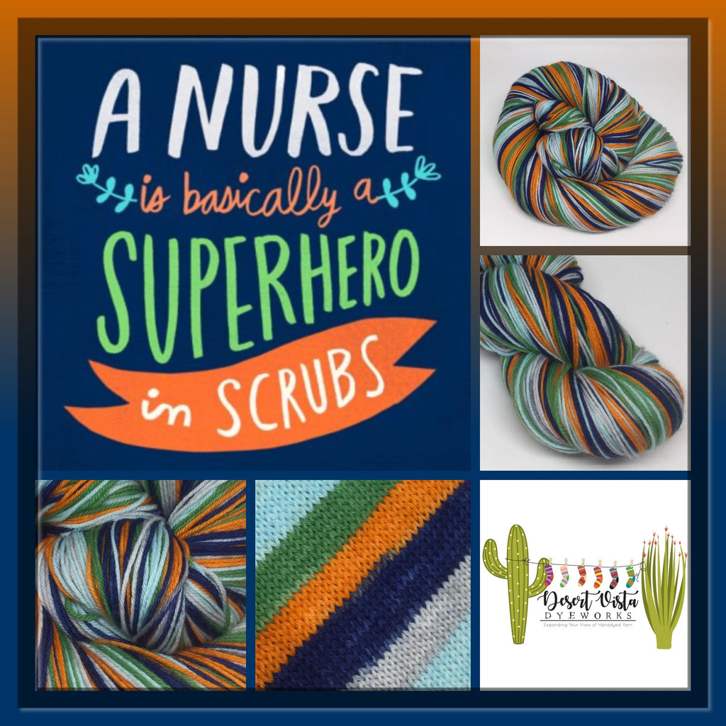 Nurses are Superheroes Five Stripe Self Striping Yarn