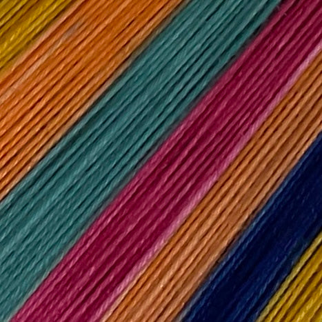 Treat People with Kindness Six Stripe Self Striping Sock Yarn with Coordinating Mini Skein