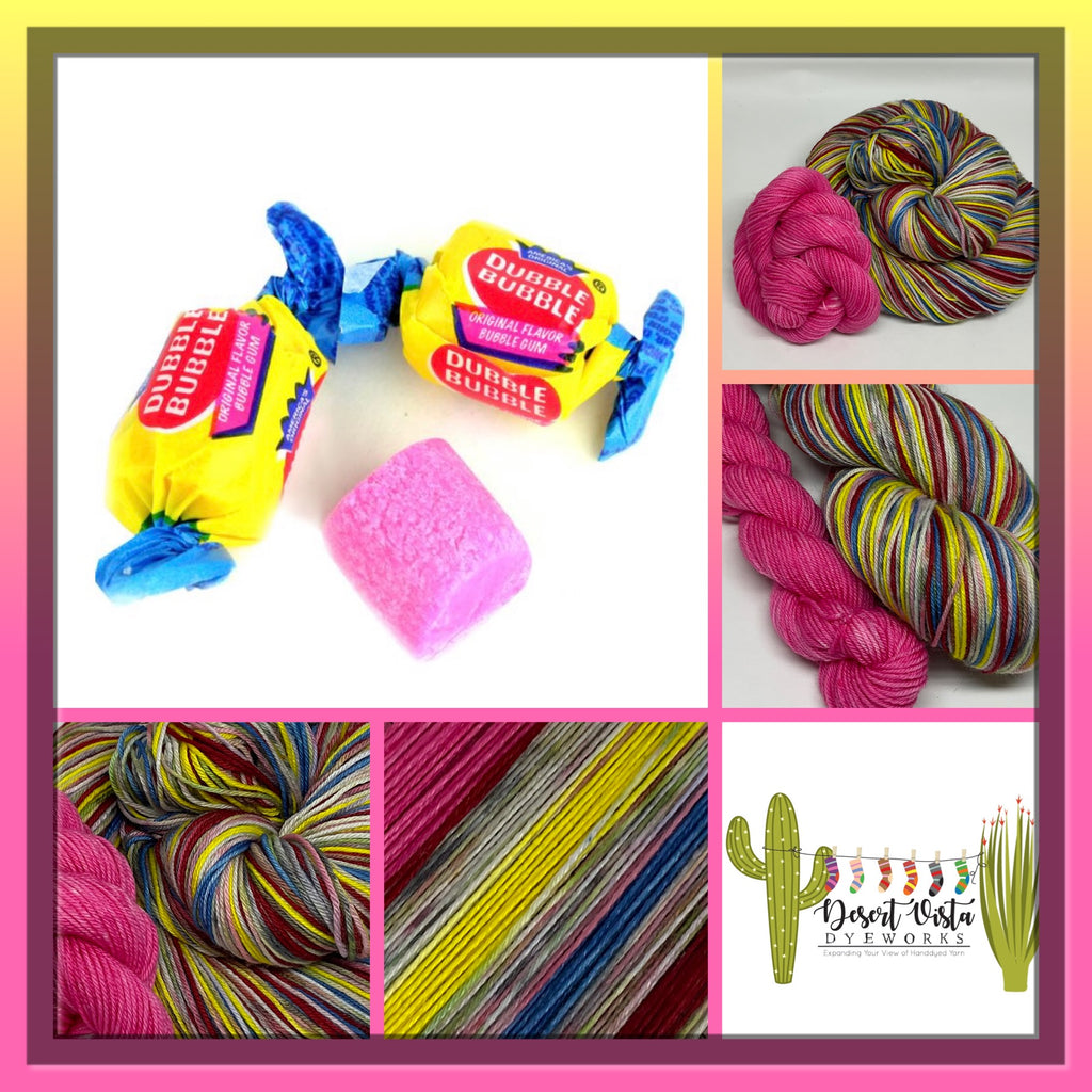 Dubble ZomBody Bubble Six Stripe Self Striping Yarn with a coordination Mini Skein