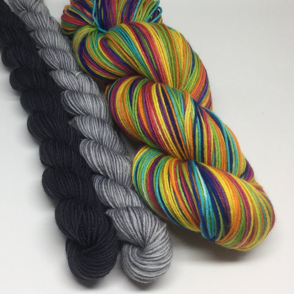 Thread the Needle Seven Stripe Self Striping Yarn plus Two Mini Skeins