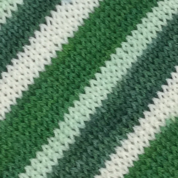 Green Plaid Holiday Cup  Four Stripe Self Striping Yarn