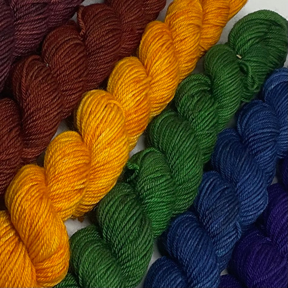 Jewel Tone Rainbow Mini Skein Set for Toes and Heels Approx. 552 yards
