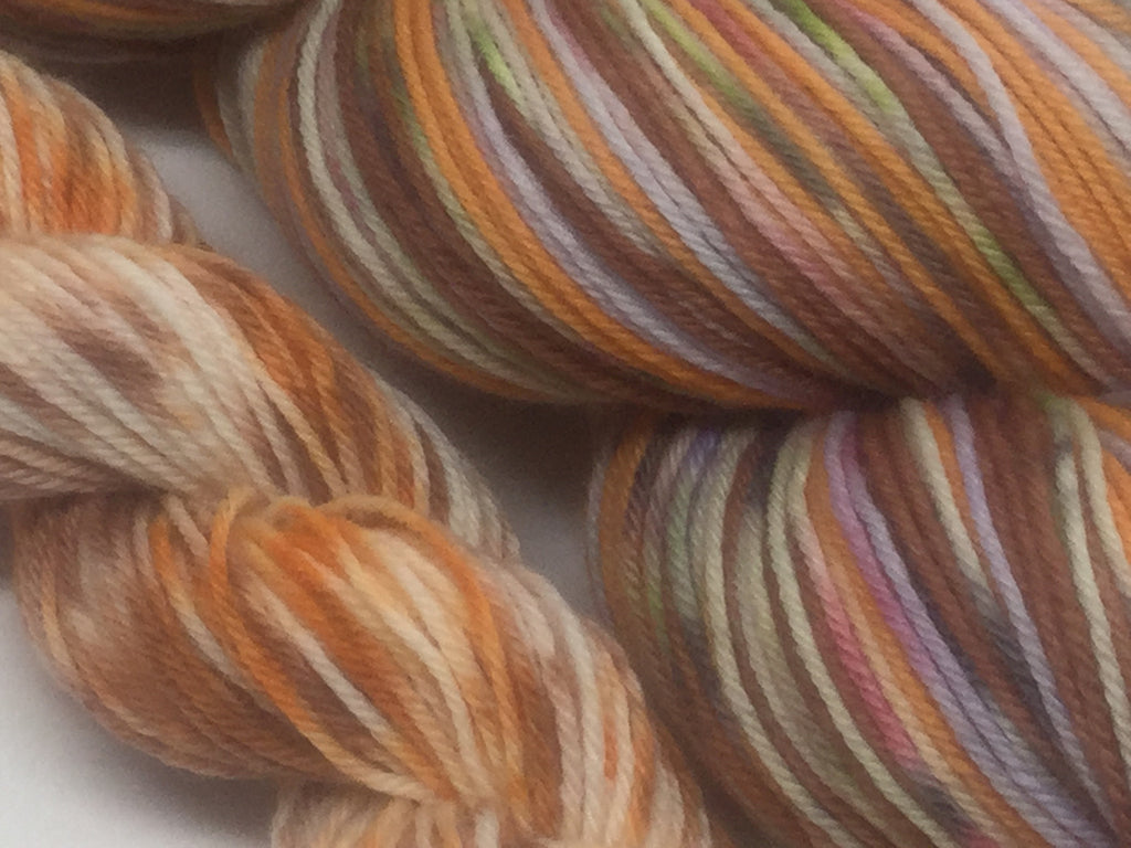Pumpkin Spice ZomBody Four Stripe Self Striping Yarn with Mini Skein