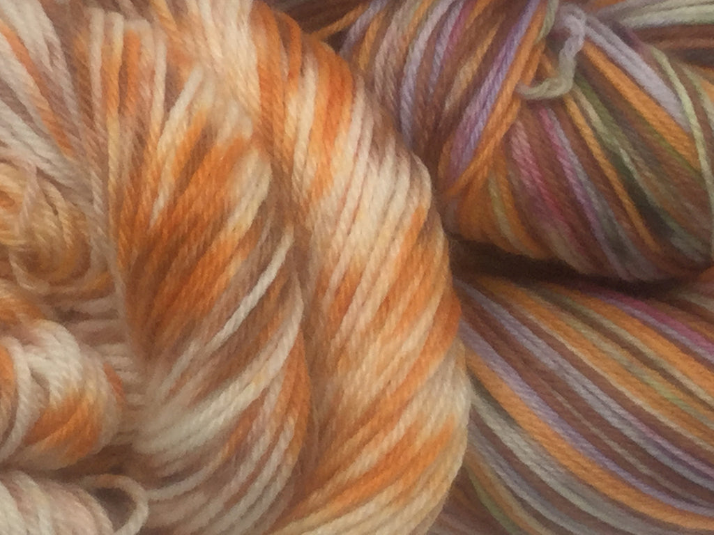 Pumpkin Spice ZomBody Four Stripe Self Striping Yarn with Mini Skein