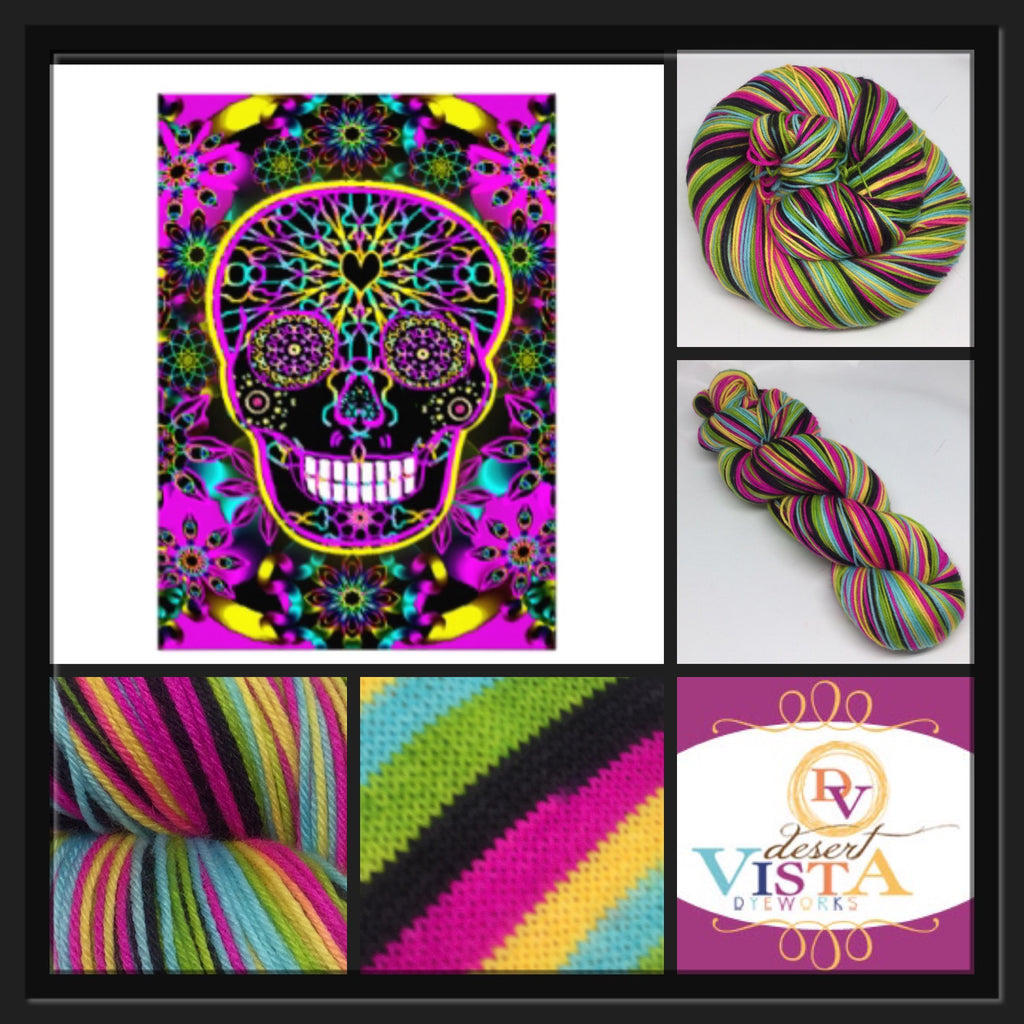 Neon Skull Five Stripe Self Striping Yarn