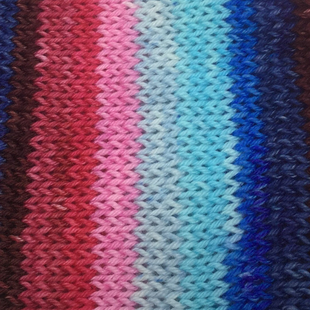 Time After Time Eight Stripe Self Striping Yarn with Semi Solid Mini Skein