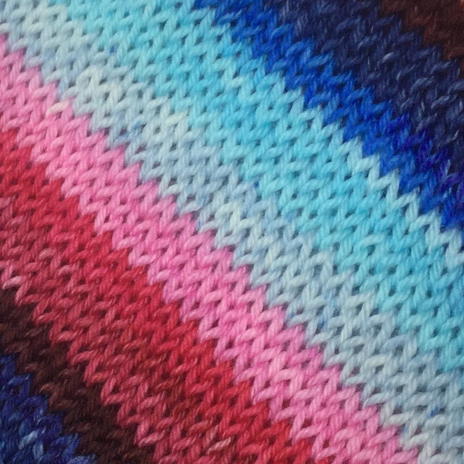 Time After Time Eight Stripe Self Striping Yarn with Semi Solid Mini Skein
