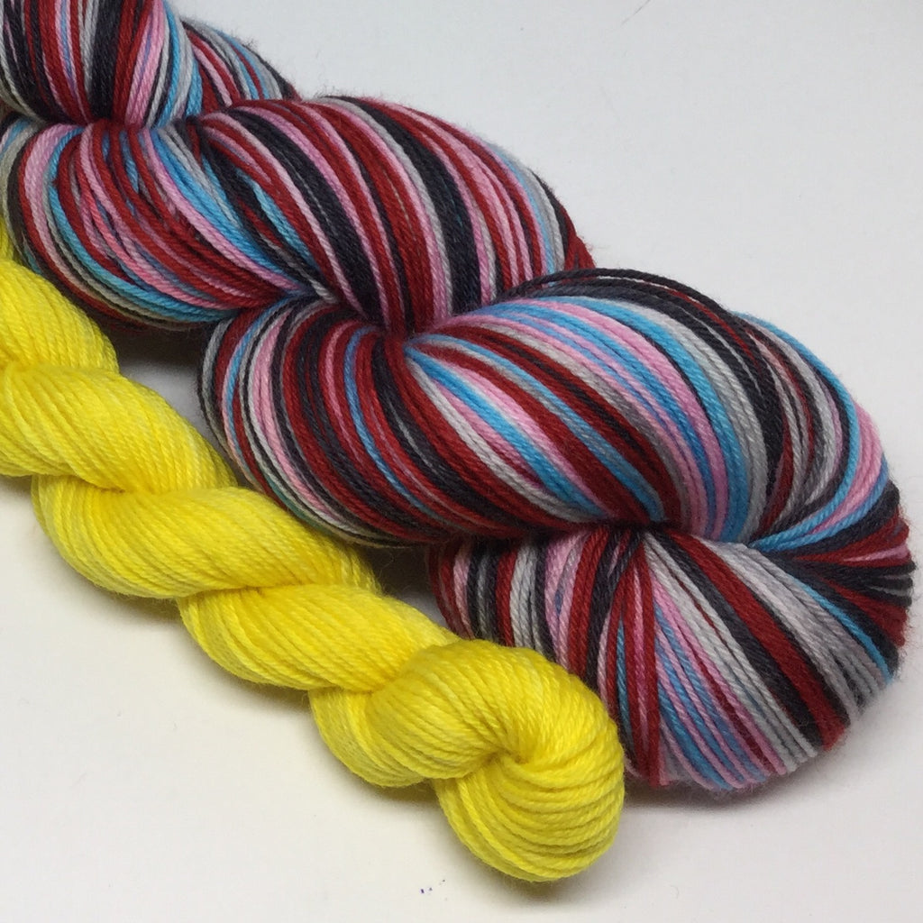 Rocky Horror Five Stripe Self Striping Yarn With Heel/Toe Mini Skein