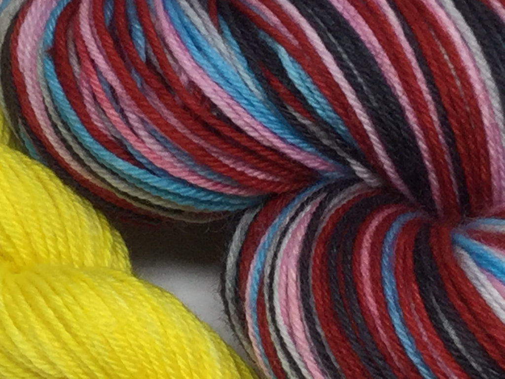 Rocky Horror Five Stripe Self Striping Yarn With Heel/Toe Mini Skein