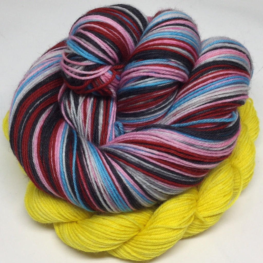 Rocky Horror Five Stripe Self Striping Yarn With Heel/Toe Mini Skein