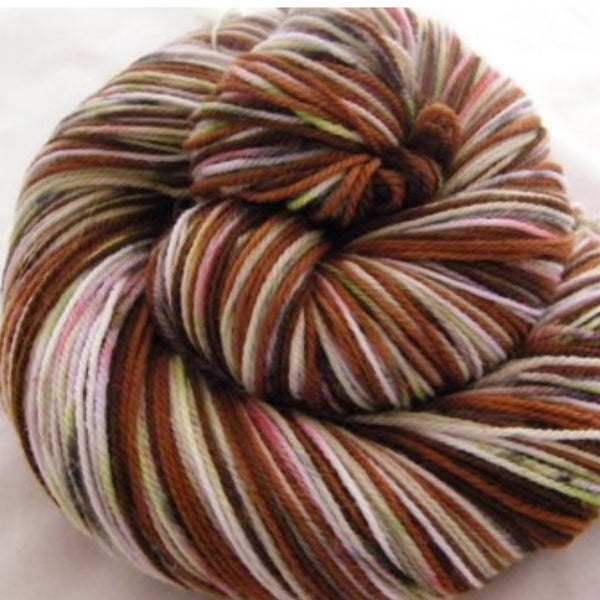 Solid Chocolate ZomBunny Four Stripe Self Striping Yarn