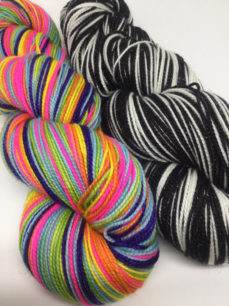 Lisa Frank Seven Stripe Self Striping Yarn with Two Stripe Mini Skein