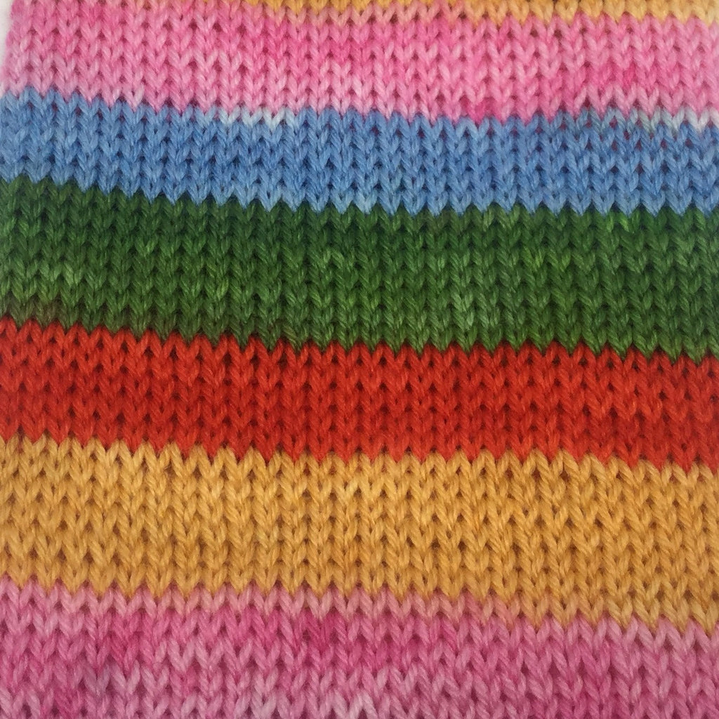 Laugh-In Five Stripe Self Striping Yarn with Black Mini Skein