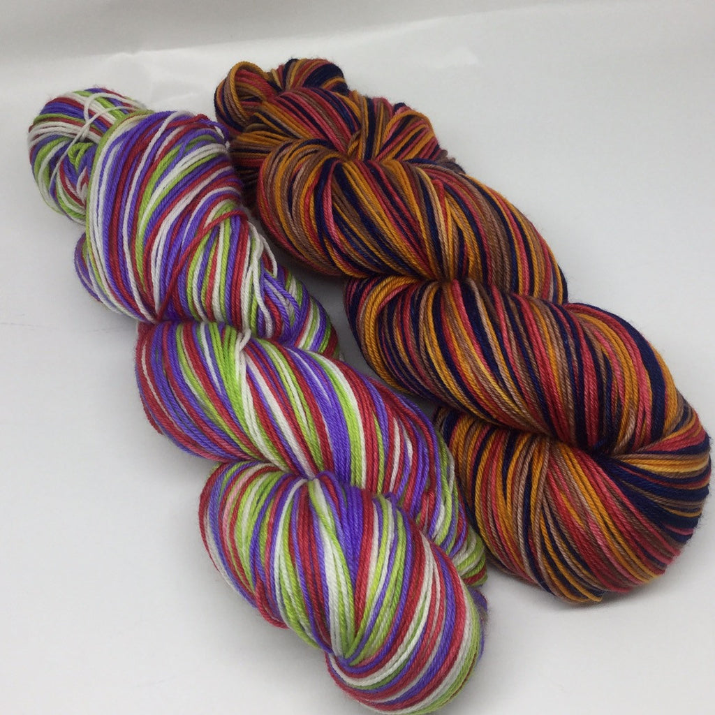 Woody and Buzz Half Skeins Four Stripe Self Striping Yarn