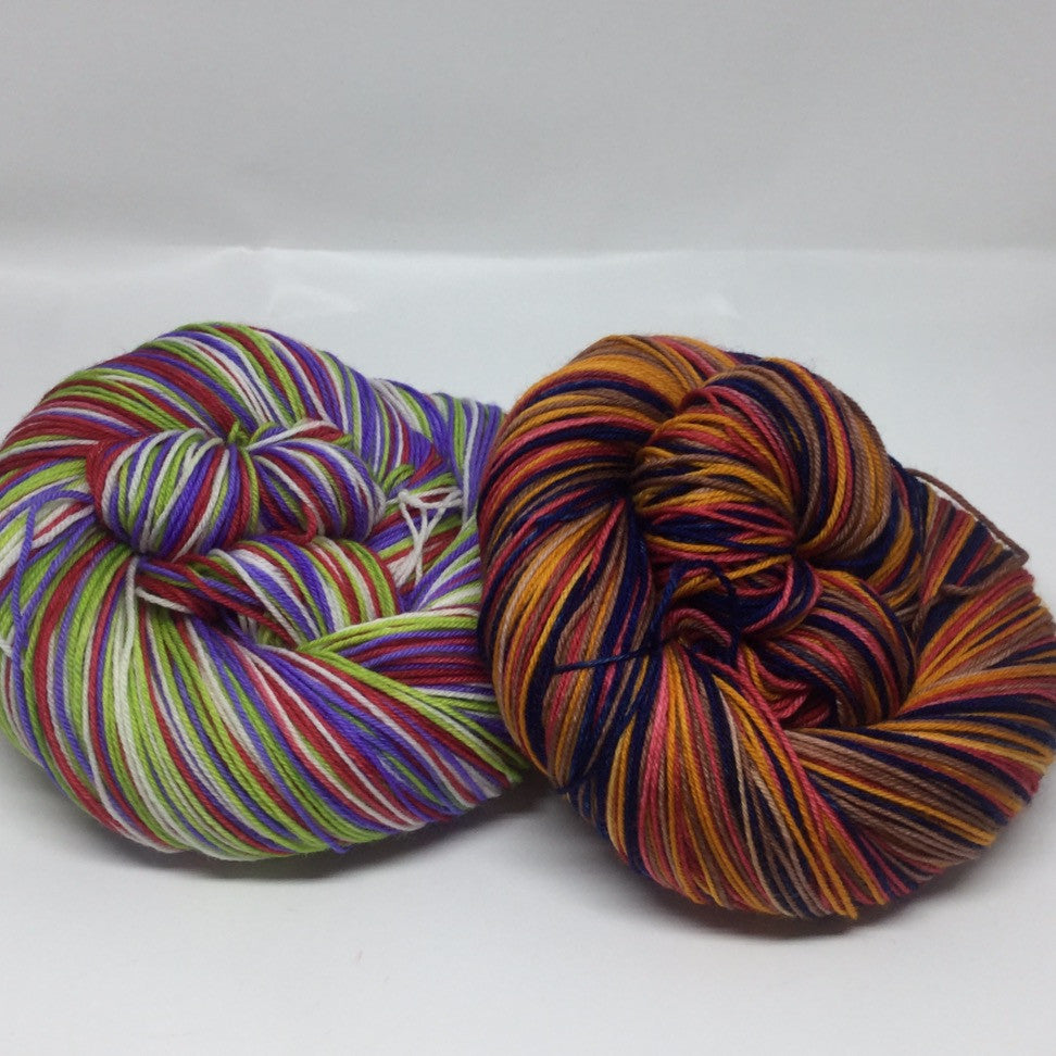 Woody and Buzz Half Skeins Four Stripe Self Striping Yarn