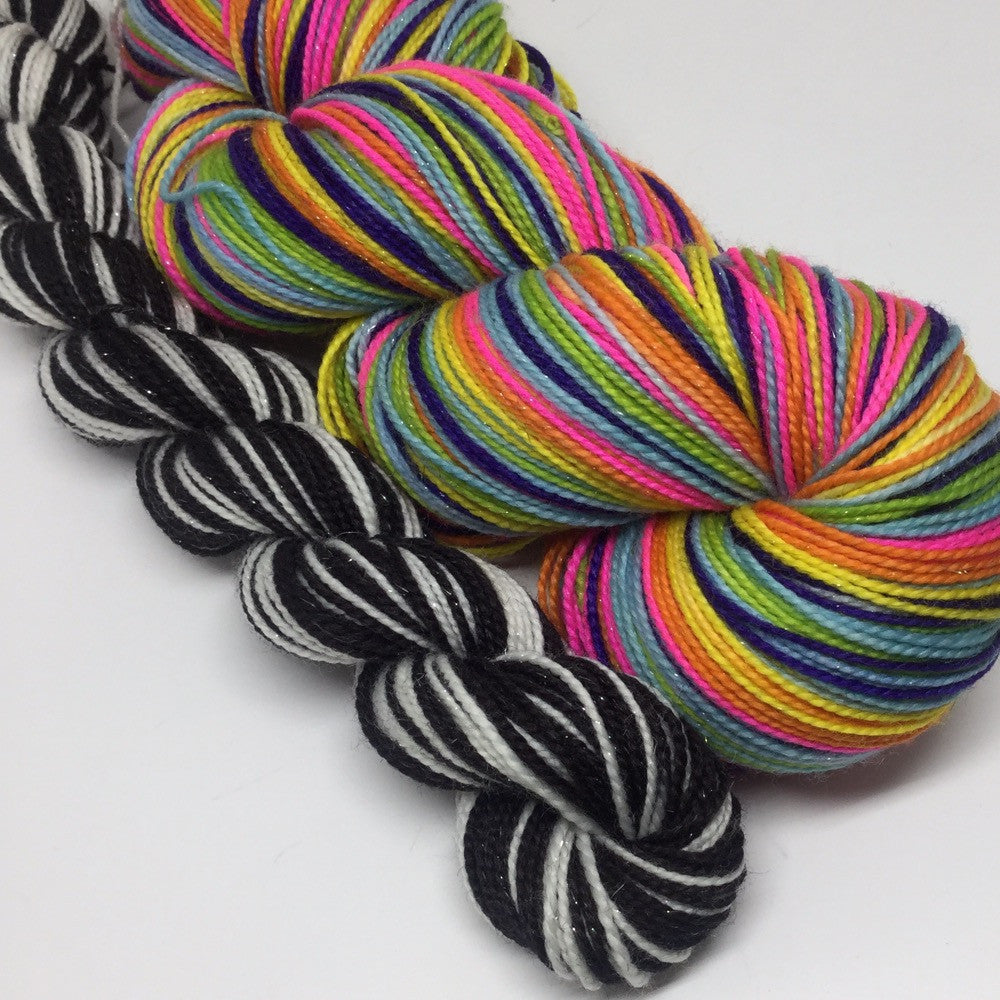 Lisa Frank Seven Stripe Self Striping Yarn with Two Stripe Mini Skein