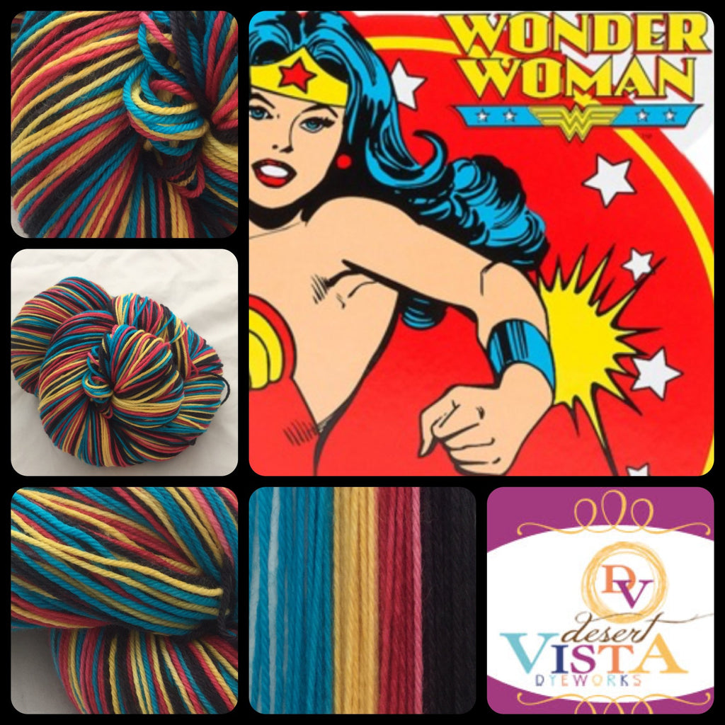 Wonder Woman Four Stripe Self Striping Yarn READY TO SHIP