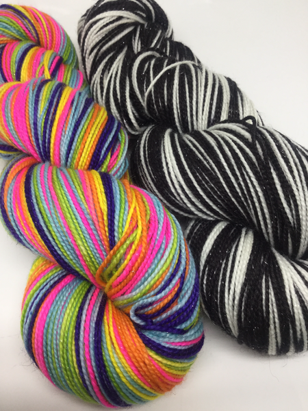 Lisa Frank Seven Stripe Self Striping Yarn with Two Stripe Mini Skein