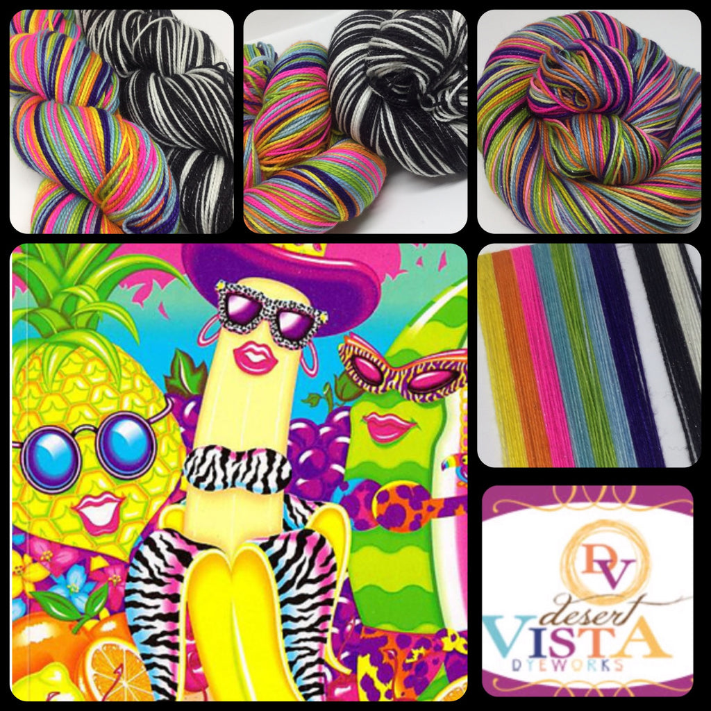 Lisa Frank Seven Stripe Self Striping Yarn with Two Stripe Mini Skein